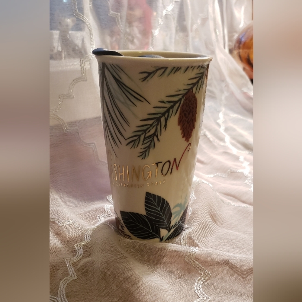 Starbucks "Washington The Evergreen State" Cerami Ivory Tumbler with Pine Design